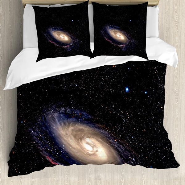 Abakuhaus Galaxis Copripiumino, Spirale Spazio-Universo, Antiacaro Adatto A Chi Soffre Di Allergie Con Federe, 200 Cm X 200 Cm - 80 X 80 Cm, Nero Beige Viola-image