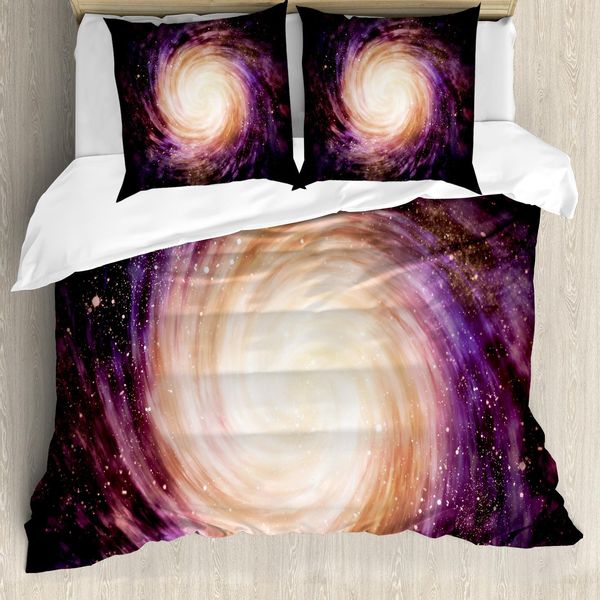 Abakuhaus Galaxis Copripiumino, Seducente Spazio Vuoto, Antiacaro, Adatto A Chi Soffre Di Allergie, Con Federe, 200 Cm X 200 Cm - 80 X 80 Cm, Nero-Rosa-Beige-image