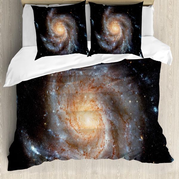 Abakuhaus Galaxis Copripiumino, Disco Stellare In Spazio Molto Ampio, Antiacaro, Adatto A Chi Soffre Di Allergie, Con Federe, 200 Cm X 200 Cm - 80 X 80 Cm, Nero Beige Viola-image