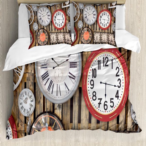 Abakuhaus Set Copripiumino Antico Per Letti Matrimoniali, Parete Vintage, Antiacaro, Adatto A Chi Soffre Di Allergie, Con Federe, Marrone E Rosso-image