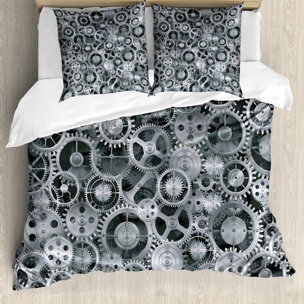 Abakuhaus Copripiumino, Motivo Techno, Antiacaro, Adatto A Chi Soffre Di Allergie, Con Federe, 200 Cm X 200 Cm - 80 X 80 Cm, Grigio Grigio-image