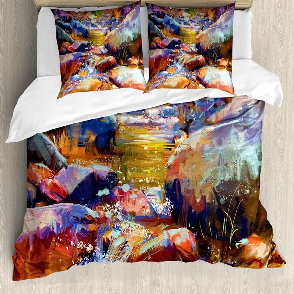 Abakuhaus Copripiumino Fantasia, Scena Con Cascata E Fiume, Antiacaro E Anallergico, Con Federe, 200 Cm X 200 Cm - 80 X 80 Cm, Multicolore-image