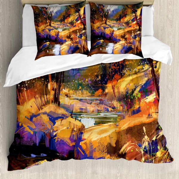 Abakuhaus Copripiumino Fantasia, Primavera Ambiente, Antiacaro Adatto A Chi Soffre Di Allergie Con Federe, 200 Cm X 200 Cm - 80 X 80 Cm, Arancione Chiaro-image