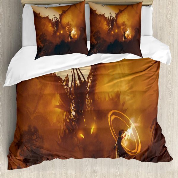 Abakuhaus Copripiumino Fantasia, Mago Malvagio, Antiacaro, Adatto A Chi Soffre Di Allergie, Con Federe, 200 Cm X 200 Cm - 80 X 80 Cm, Arancione Marrone-image
