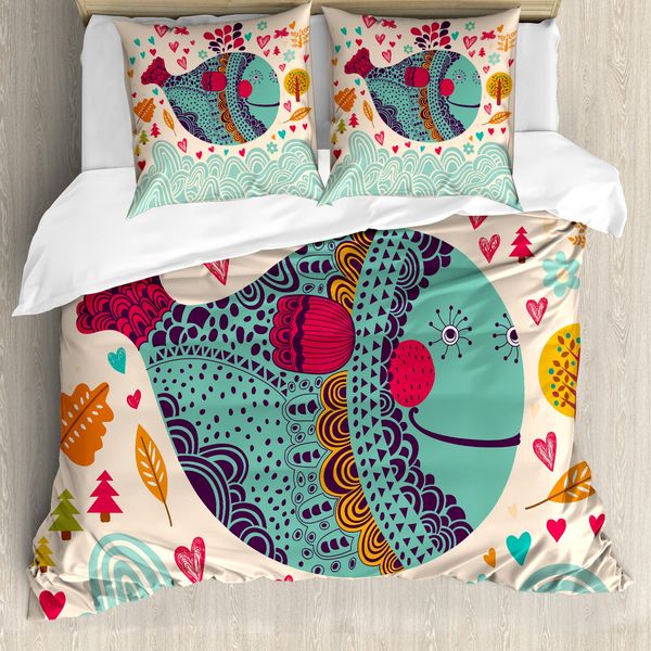 Abakuhaus Copripiumino Wal, Balene Colorate, Anti-Acari, Adatto A Chi Soffre Di Allergie, Con Federe, 155 Cm X 220 Cm - 80 X 80 Cm, Multicolore-image