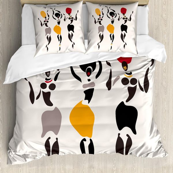 Abakuhaus Set Copripiumino Afro Per Letti Matrimoniali, Rituale Etnico Boemo, Antiacaro, Adatto A Chi Soffre Di Allergie, Con Federe, Multicolore-image