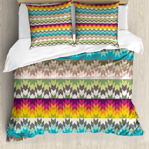 Abakuhaus Set Copripiumino Africano Per Letti Matrimoniali, Motivo Tribale Etnico, Antiacaro, Adatto A Chi Soffre Di Allergie, Con Federe, Multicolore-image