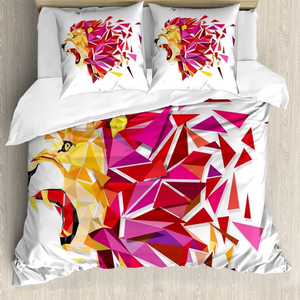Abakuhaus Copripiumino Geometrico, Il Re Leone, Antiacaro, Adatto A Chi Soffre Di Allergie, Con Federe, 200 Cm X 200 Cm - 80 X 80 Cm, Multicolore-image