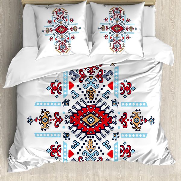 Abakuhaus Set Copripiumino Tribale Per Letti Matrimoniali, Motivo Africano Messicano, Antiacaro, Adatto A Chi Soffre Di Allergie, Con Federe, Multicolore-image
