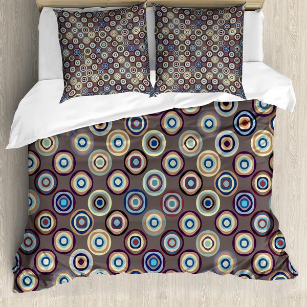 Abakuhaus Copripiumino Geometrico, Motivi Astratti A Pois Grandi, Antiacaro, Adatto A Chi Soffre Di Allergie, Con Federe, 200 Cm X 200 Cm - 80 X 80 Cm, Multicolore-image