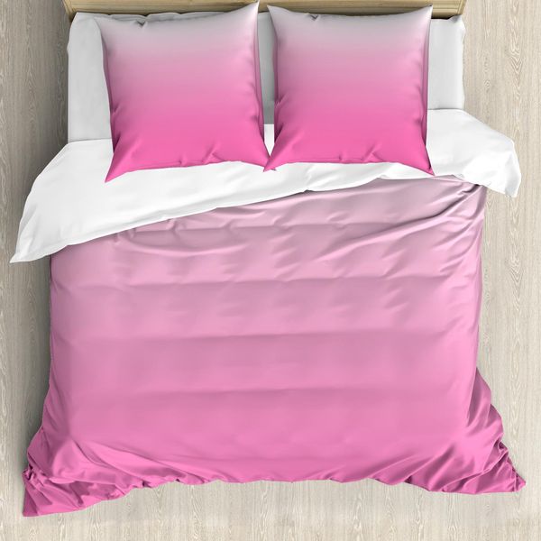 Copripiumino Abakuhaus Ombre, Dreamy Design Moderno, Antiacaro, Adatto A Chi Soffre Di Allergie, Con Federe, 155 Cm X 220 Cm - 80 X 80 Cm, Rosa, Bianco,-image