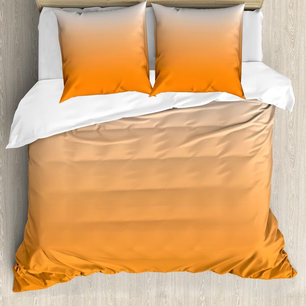 Abakuhaus Copripiumino Ombre, Tramonto Estivo, Antiacaro, Adatto A Chi Soffre Di Allergie, Con Federe, 155 Cm X 220 Cm - 80 X 80 Cm, Arancione Bianco-image