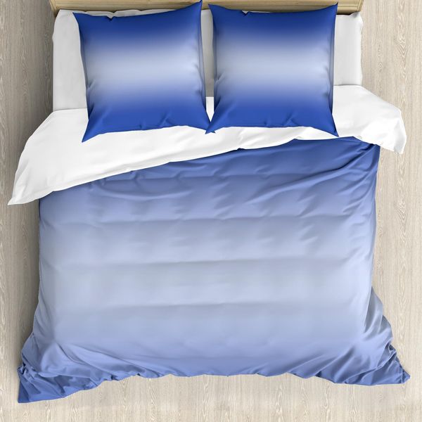 Abakuhaus Set Copripiumino Ombre Per Letti Matrimoniali, Scena Del Tramonto, Antiacaro, Adatto A Chi Soffre Di Allergie, Con Federe, Blu Navy-image
