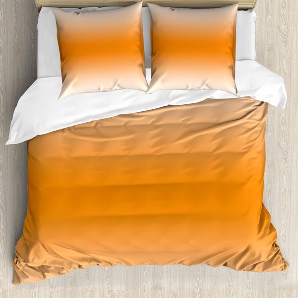 Abakuhaus Copripiumino Ombre, Sole, Estate, Girly, Antiacaro, Adatto A Chi Soffre Di Allergie, Con Federe, 155 Cm X 220 Cm - 80 X 80 Cm, Arancione-image