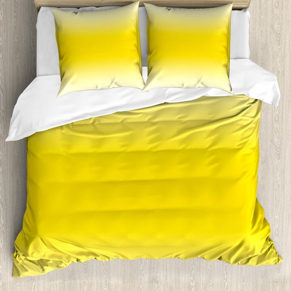 Abakuhaus Copripiumino Ombre, Sunny Motivo Estivo, Antiacaro Adatto A Chi Soffre Di Allergie Con Federe, 155 Cm X 220 Cm - 80 X 80 Cm, Giallo-image