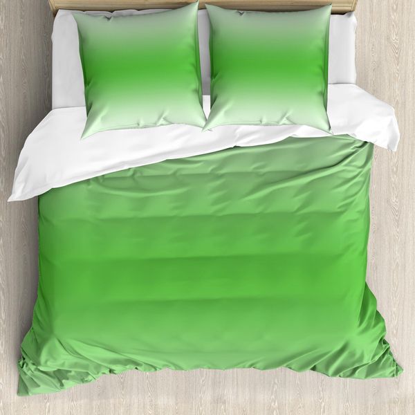 Abakuhaus Copripiumino Ombre, Motivo Foglie Primaverili Color Muschio, Antiacaro E Anallergico, Con Federe, 200 Cm X 200 Cm - 80 X 80 Cm, Verde-image