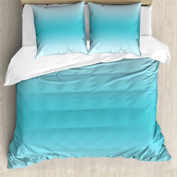 Abakuhaus Copripiumino Ombre, Stampa Tropicale, Antiacaro, Adatto A Chi Soffre Di Allergie, Con Federe, 155 Cm X 220 Cm - 80 X 80 Cm, Turchese-image