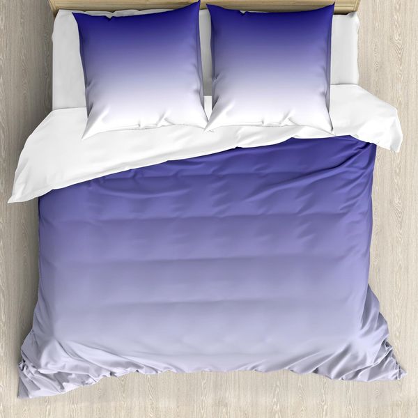 Abakuhaus Copripiumino Ombre, Motivo Twilight Moderno, Antiacaro, Adatto A Chi Soffre Di Allergie, Con Federe, 155 Cm X 220 Cm - 80 X 80 Cm, Indaco Bianco-image