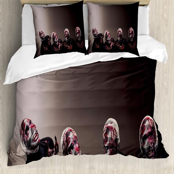 Abakuhaus Copripiumino Magier, Screaming Scary Zombies, Antiacaro, Adatto A Chi Soffre Di Allergie, Con Federe, 155 Cm X 220 Cm - 80 X 80 Cm, Nero-image