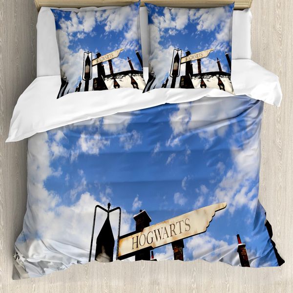 Abakuhaus Copripiumino Magier, Scuola Di Stregoneria, Antiacaro, Adatto A Chi Soffre Di Allergie, Con Federe, 155 Cm X 220 Cm - 80 X 80 Cm, Blu E Bianco-image