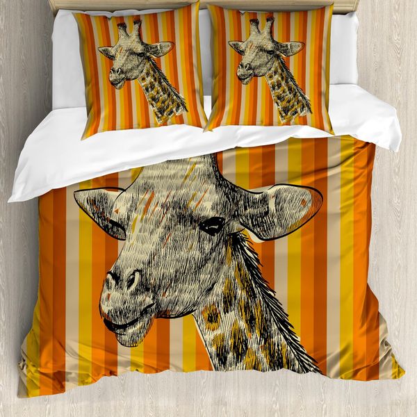 Abakuhaus Copripiumino Giraffa, Hipster Animal, Antiacaro, Adatto A Chi Soffre Di Allergie, Con Federe, 200 Cm X 200 Cm - 80 X 80 Cm, Multicolore-image
