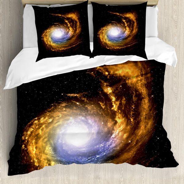 Abakuhaus Galaxis Copripiumino, Nebulosa Cosmica, Antiacaro, Adatto A Chi Soffre Di Allergie, Con Federe, 155 Cm X 220 Cm - 80 X 80 Cm, Arancione Nero-image