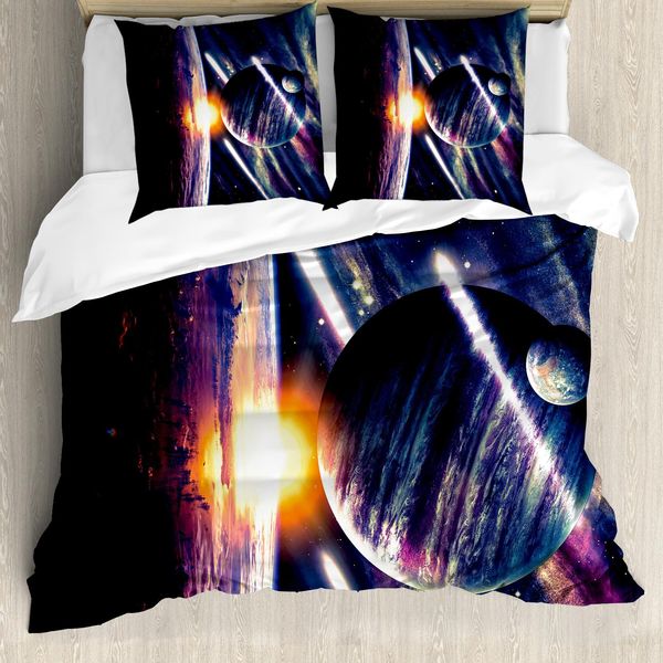 Abakuhaus Galaxis Copripiumino, Planet Earth Stardust, Antiacaro, Adatto A Chi Soffre Di Allergie, Con Federe, 200 Cm X 200 Cm - 80 X 80 Cm, Viola-Blu-image