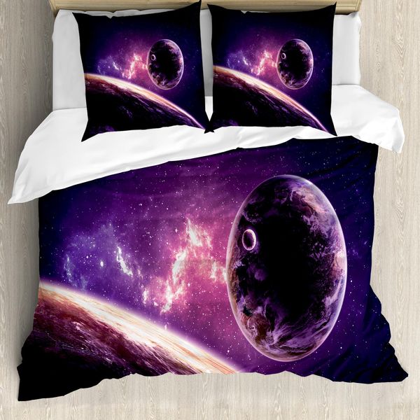 Abakuhaus Galaxis Copripiumino, Nebula Celestal Cornet, Antiacaro, Adatto A Chi Soffre Di Allergie, Con Federe, 200 Cm X 200 Cm - 80 X 80 Cm, Magenta Malva-image