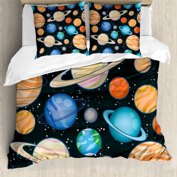 Abakuhaus Galaxis Copripiumino, Galaxy Space Art Sole, Antiacaro, Adatto A Chi Soffre Di Allergie, Con Federe, 155 Cm X 220 Cm - 80 X 80 Cm, Multicolore-image