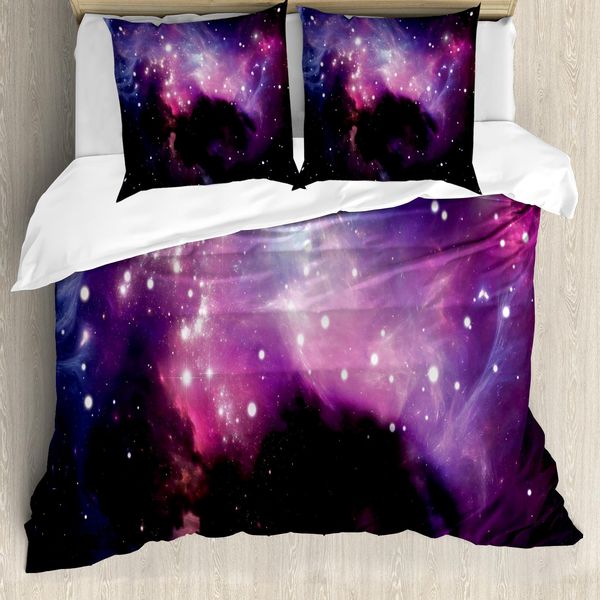 Abakuhaus Copripiumino, Immagine Nebula Cosmos, Antiacaro, Adatto A Chi Soffre Di Allergie, Con Federe, 200 Cm X 200 Cm - 80 X 80 Cm, Viola-Blu-image