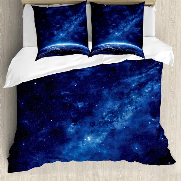 Abakuhaus Copripiumino, Stelle Luminose Della Via Lattea, Antiacaro, Adatto A Chi Soffre Di Allergie, Con Federe, 200 Cm X 200 Cm - 80 X 80 Cm, Blu Scuro-image
