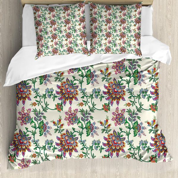 Abakuhaus Copripiumino Bohemien, Fiori Colorati, Antiacaro, Adatto A Chi Soffre Di Allergie, Con Federe, 200 Cm X 200 Cm - 80 X 80 Cm, Multicolore-image
