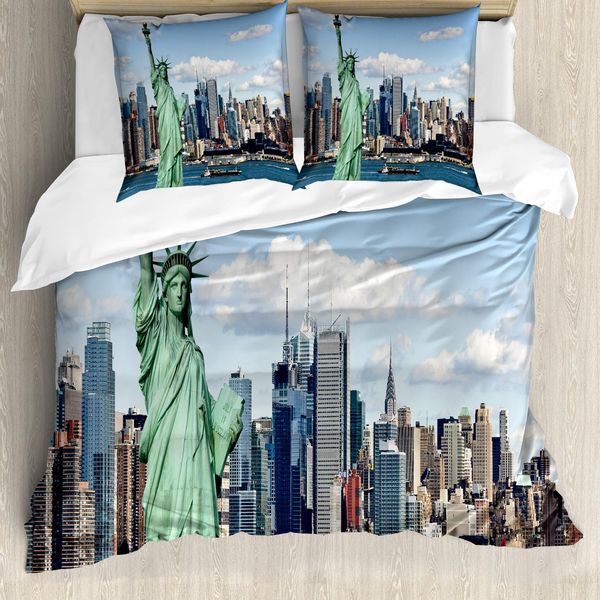 Abakuhaus New York Copripiumino, Liberty Nyc, Antiacaro, Adatto A Chi Soffre Di Allergie, Con Federe, 155 Cm X 220 Cm - 80 X 80 Cm, Blu Menta-image