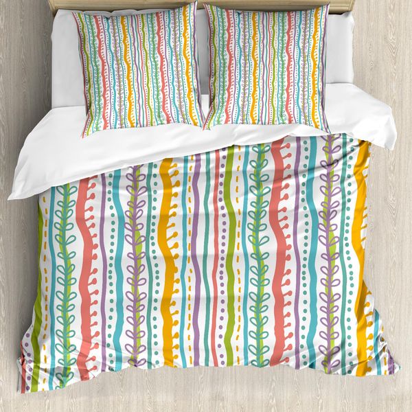Abakuhaus Copripiumino A Righe, Linee Verticali A Spirale, Antiacaro, Adatto A Chi Soffre Di Allergie, Con Federe, 200 Cm X 200 Cm - 80 X 80 Cm, Multicolore-image