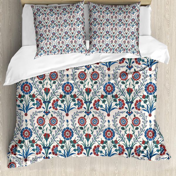 Abakuhaus Copripiumino Marocchino, Motivo Floreale Antico, Antiacaro, Adatto A Chi Soffre Di Allergie, Con Federe, 155 Cm X 220 Cm - 80 X 80 Cm, Marrone Rossiccio Verde Acqua-image