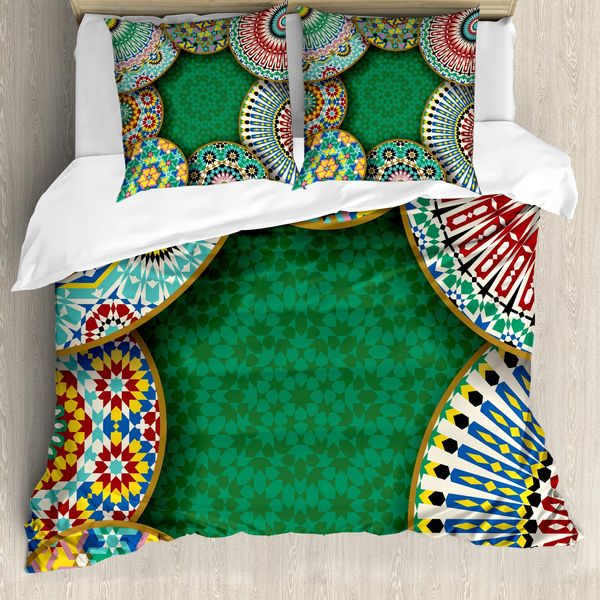 Abakuhaus Set Copripiumino Retrò Per Letti Matrimoniali, Motivo Hippie Orientale, Antiacaro, Adatto A Chi Soffre Di Allergie, Con Federe, Multicolore-image