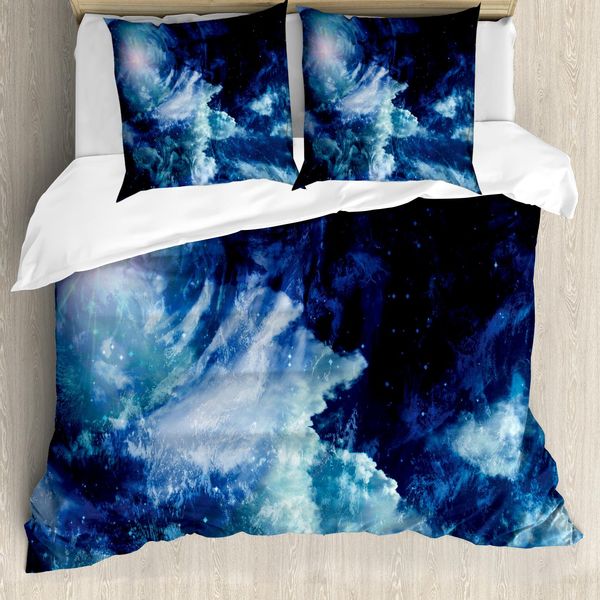 Abakuhaus Set Copripiumino Per Letti Matrimoniali, Universo Spirale Galassia, Antiacaro Adatto A Chi Soffre Di Allergie Con Federe, Multicolore-image