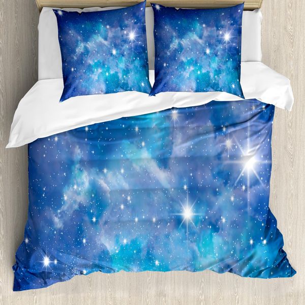 Abakuhaus Copripiumino, Planet Sternhaufen, Antiacaro, Adatto A Chi Soffre Di Allergie, Con Federe, 155 Cm X 220 Cm - 80 X 80 Cm, Viola Grigio Turchese-image