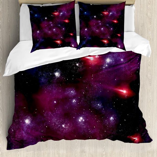 Abakuhaus Copripiumino, Stardust Meteor, Antiacaro, Adatto A Chi Soffre Di Allergie, Con Federe, 200 Cm X 200 Cm - 80 X 80 Cm, Magenta Blu-image