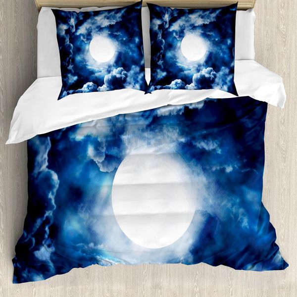 Abakuhaus Copripiumino, Magia Crepuscolo Scuro Crepuscolo, Antiacaro Adatto A Chi Soffre Di Allergie Con Federe, 200 Cm X 200 Cm - 80 X 80 Cm, Blu-image