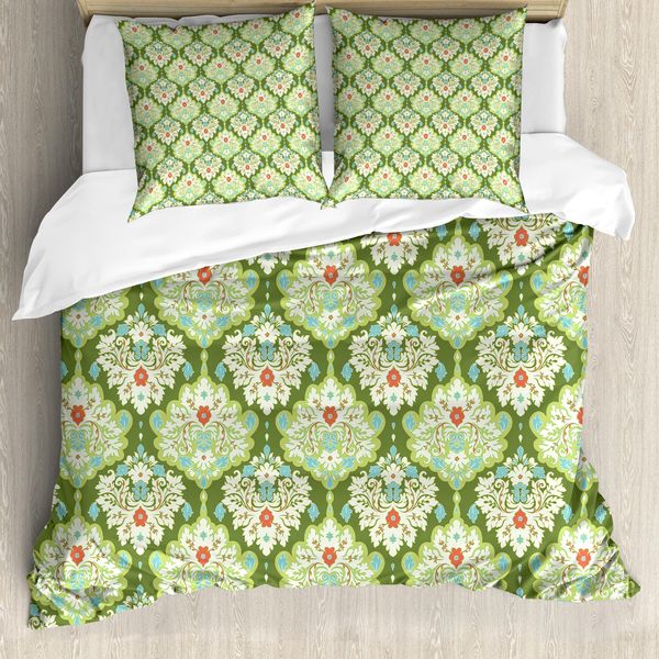 Abakuhaus Set Copripiumino Vittoriano Per Letti Matrimoniali, Motivo Floreale Barocco, Antiacaro, Adatto A Chi Soffre Di Allergie, Con Federe, Blu Petrolio-image
