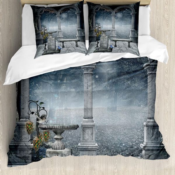 Abakuhaus Set Copripiumino Mystik Per Letti Matrimoniali, Architettura Gotica In Pietra, Antiacaro, Adatto A Chi Soffre Di Allergie, Con Federe, Multicolore-image