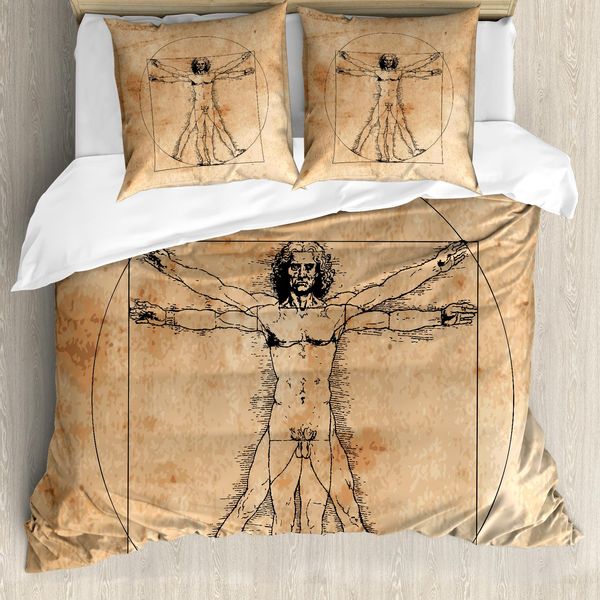 Abakuhaus Anatomia Umana Copripiumino, Dipinto Umano, Antiacaro Adatto A Chi Soffre Di Allergie Con Federe, 155 Cm X 220 Cm - 80 X 80 Cm, Seppia-image
