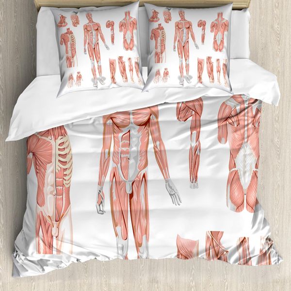 Abakuhaus Anatomia Copripiumino, Biologia Salute Umana, Antiacaro Adatto A Chi Soffre Di Allergie Con Federe, 155 Cm X 220 Cm - 80 X 80 Cm, Coral Grey-image