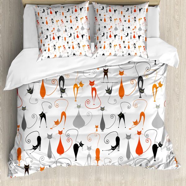 Abakuhaus Copripiumino Per Gatti, Amici Gatti Colorati, Antiacaro, Adatto A Chi Soffre Di Allergie, Con Federe, 155 Cm X 220 Cm - 80 X 80 Cm, Multicolore-image