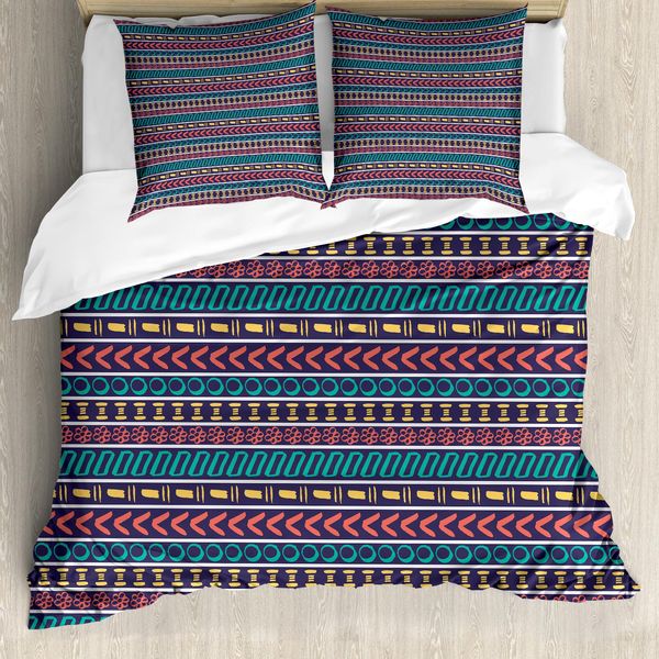 Abakuhaus Copripiumino A Righe, Stile, Antiacaro, Adatto A Chi Soffre Di Allergie, Con Federe, 155 Cm X 220 Cm - 80 X 80 Cm, Multicolore-image