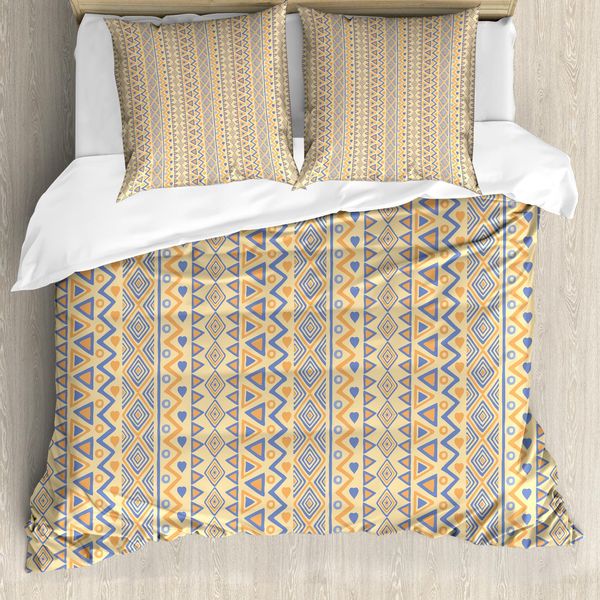 Abakuhaus Copripiumino A Righe, Antiacaro, Adatto A Chi Soffre Di Allergie, Con Federe, 155 Cm X 220 Cm - 80 X 80 Cm, Giallo/Blu-image