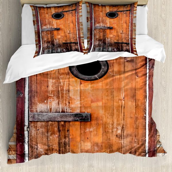 Abakuhaus Set Copripiumino Antico Per Letti Matrimoniali, Finestre In Legno Di Pino, Antiacaro, Adatto A Chi Soffre Di Allergie, Con Federe, Marrone Caramello-image