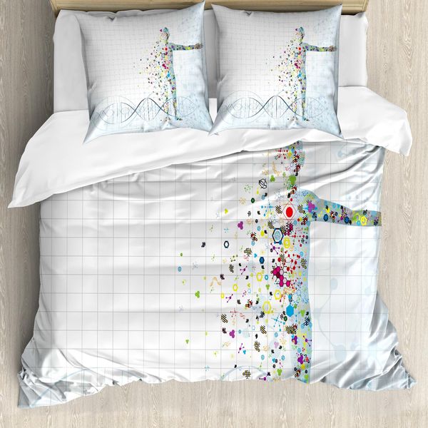 Abakuhaus Anatomia Umana Copripiumino, Persone Psichedeliche, Antiacaro Adatto A Chi Soffre Di Allergie Con Federe, 200 Cm X 200 Cm - 80 X 80 Cm, Azzurro-image