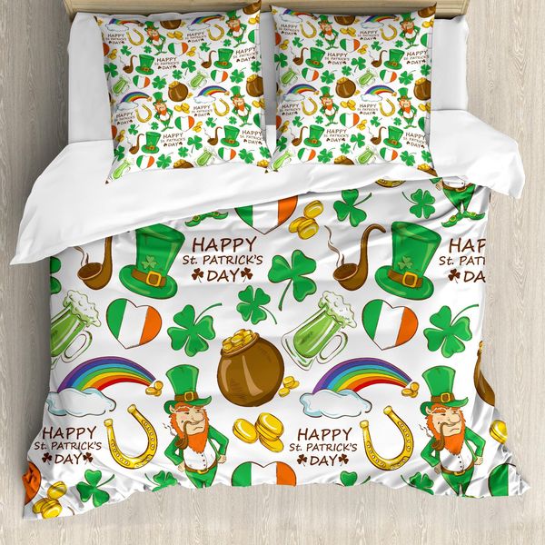 Abakuhaus Set Copripiumino Per Letti Matrimoniali, Irish Party, Antiacaro, Adatto A Chi Soffre Di Allergie, Con Federe, Multicolore-image
